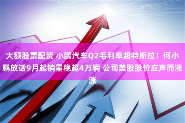大额股票配资 小鹏汽车Q2毛利率超特斯拉！何小鹏放话9月起销量稳超4万辆 公司美股股价应声而涨