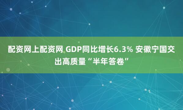 配资网上配资网 GDP同比增长6.3% 安徽宁国交出高质量“半年答卷”